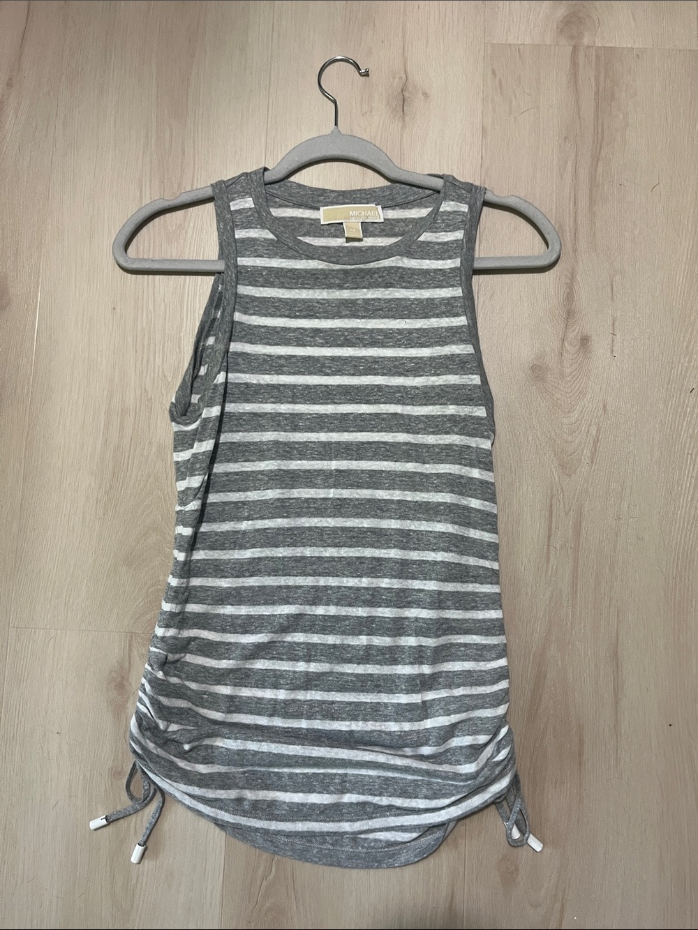 Michael Stars Gray & White Striped Side-Tie Tank